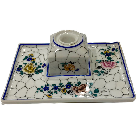 Limoges Accents Vintage French Porcelain Limoges Inkwell Tray Set